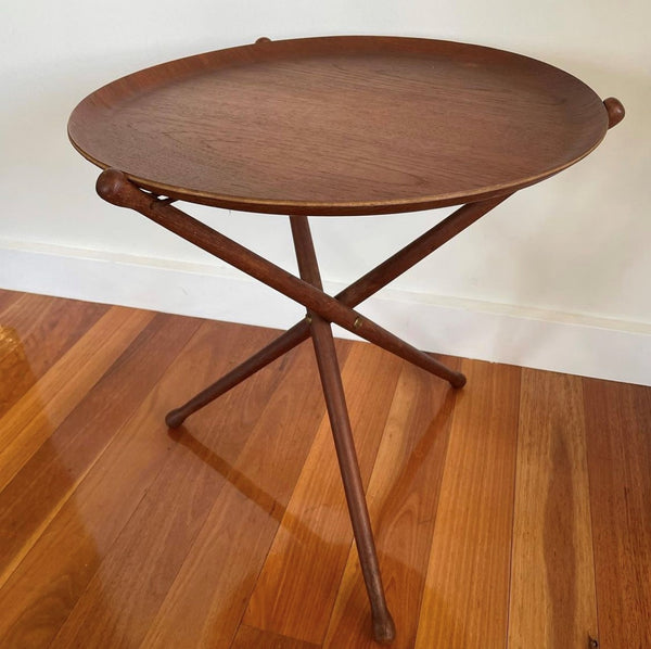 Mid Century Campaign Style Teak Table by Nils Trautner