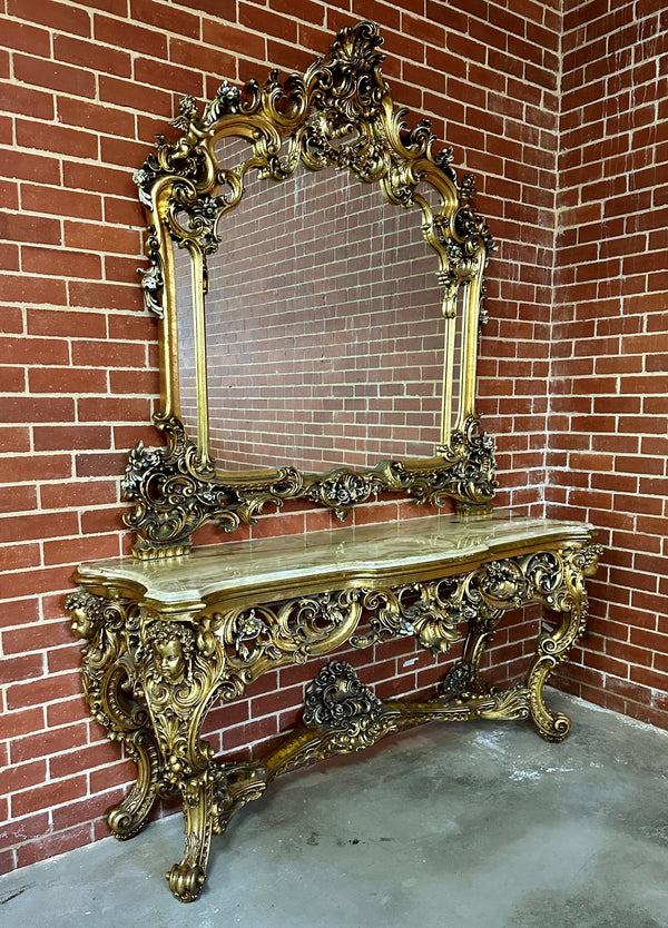 Baroque / Rococo Console Table With Mirror Ensemble